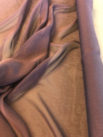 Light Chocolate Chiffon. 60g/m2, 100% Polyester. Roll Size: 1.8m