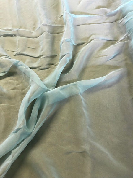 Peppermint Silk Chiffon. 112cm, 60g/m2, 100% Silk. Roll Size: 4m