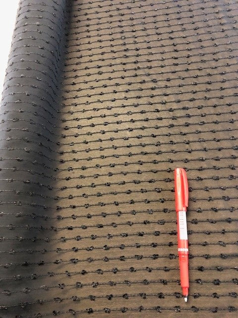 Black Knotted String Stripes on Fabric. 110g/m2, 100% Polyester. Roll Size: 2.7m