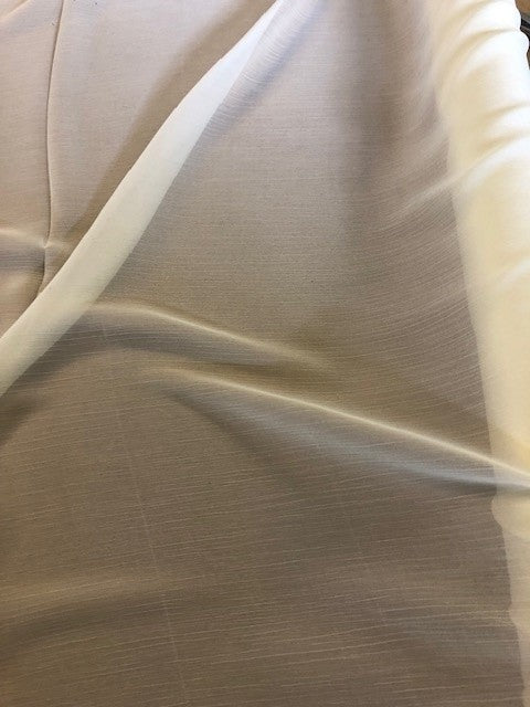 Ivory Yoryu Chiffon, 112cm Wide. 70g/m2, 100% Polyester. Roll Size: 3m
