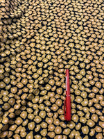 Deep Mustard Abstract Floral. 220g/m2, 95% Polyester 5% Elastane. Roll Size: 2.5m
