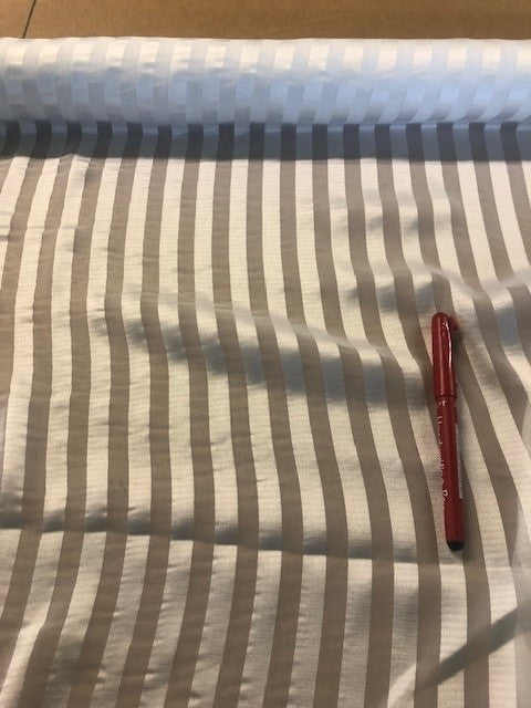 White on White Satin Stripe. 110g/m2, 100% Polyester. Roll Size: 3m