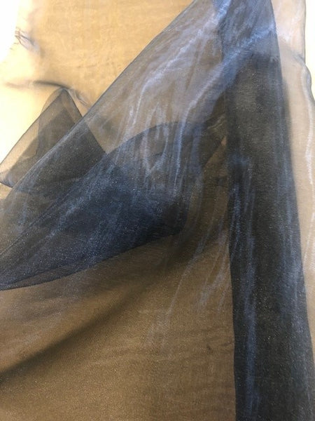 Black Shimmer Organza. 30g/m2, 100% Polyester. Roll Size: 3m