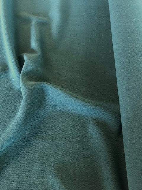 Deep Duck Egg Double Crepe. 260g/m2, 100% Polyester. Roll Size: 3.6m