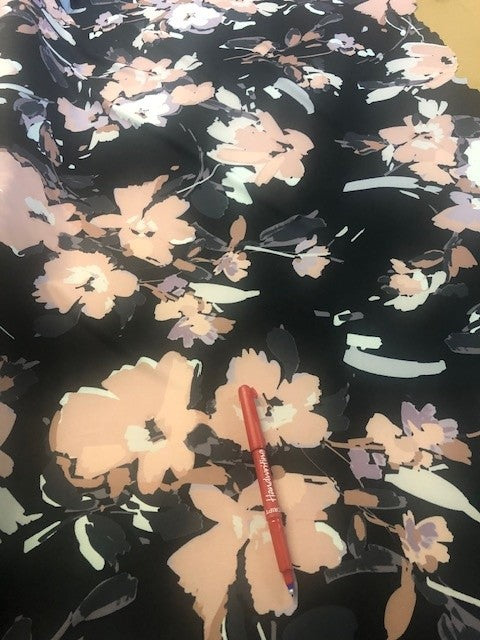 Blossom Pink Floral on Jersey. 200g/m2, 95% Polyester 5% Elastane. Roll Size: 3m