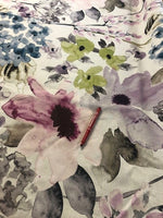 Violet/Blue/Lime Furnishing Fabric. "Porter and Stone". 320g/m2, 100% Cotton. Roll Size: 1.9m