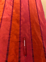 Bright Fuchsia/Orange Silk Dupion Ribboned Stripe. 110g/m2, 100% Silk. Roll Size: 5.7m