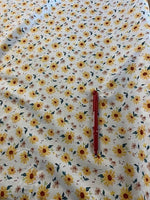 Orange Daisy on Cotton Lawn. 100g/m2, 100% Cotton. Roll Size: 1.5m