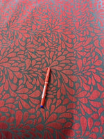 Red on Charcoal Furnishing Jacquard With Fore Resistant Finish. 450g/m2, 100% Cotton. Roll Size: 3.8m