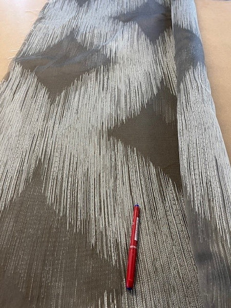 Silver Grey Sheer Fabric With Textured Stitching. 305cm Wide. 80g/m2, 85% Polyester 15% Linen. Roll Size: 1.5m