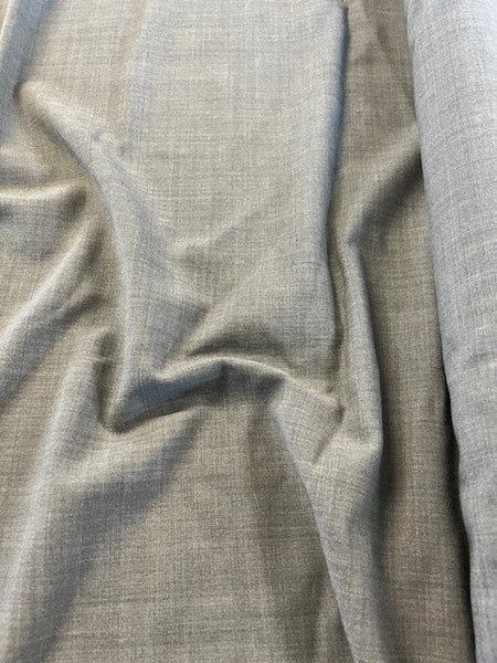 Blue Silver Wool Mix Two Tone With Stretch. 160g/m2, 44% Wool 54% Polyester 2% Elastane. Roll Size: 2m