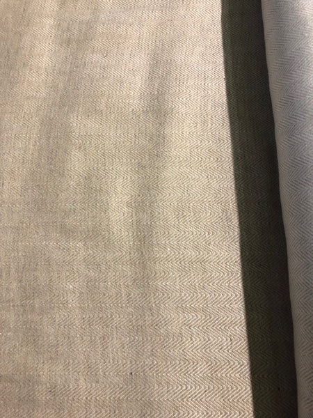 Cream Herringbone Cotton Linen. 440g/m2. Roll Size - 2.3m
