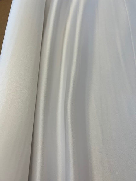 White Non Snag Matt Duchess Satin. 190g/m2, 100% Polyester. Roll Size: 3m