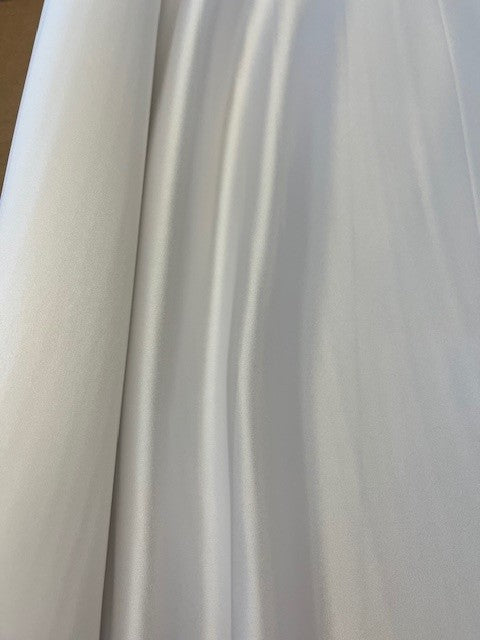 White Non Snag Matt Duchess Satin. 190g/m2, 100% Polyester. Roll Size: 5m