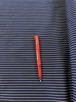 White Stripe on Navy Shirting. 120g/m2, 65% Polyester 35% Cotton. Roll Size: 3m