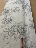 Grey pencil Sketch Floral. "Art of The Loom - Chatsworth". 300g/m2, 60% Cotton 40% Linen. Roll Size: 1.6m