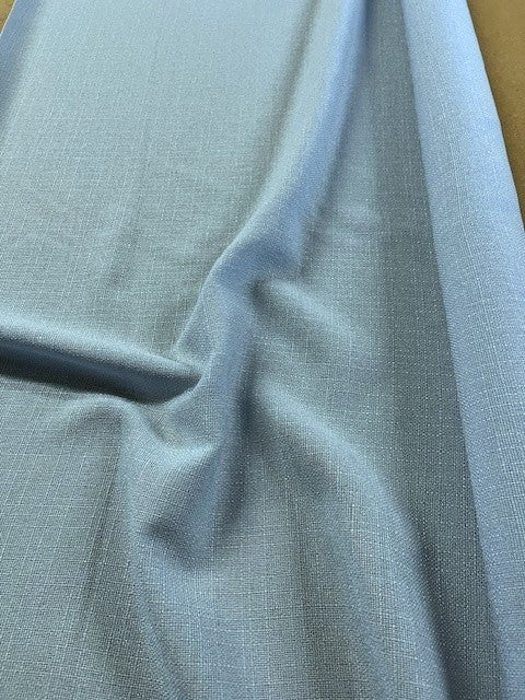 Pastel Blue Linen Look. 200g/m2, 100% Polyester. Roll Size: 1.5m