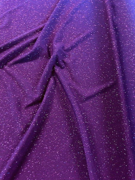 Plum Glitter on Jersey. 220g/m2, 95% Polyester 5% Elastane. Roll Size: 4m