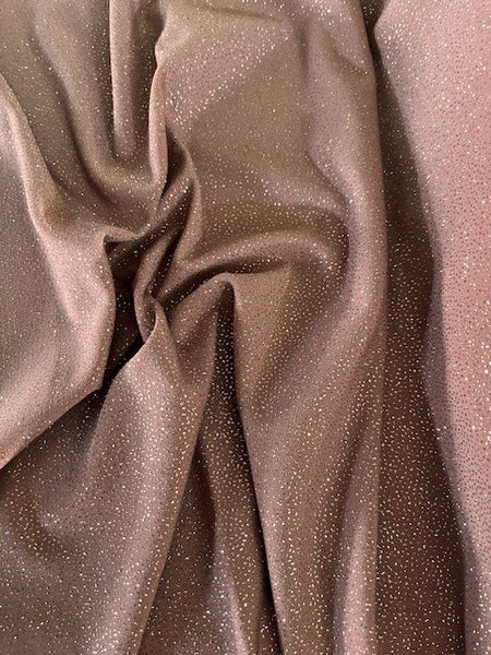 Rose Gold Glitter Jersey, 220g/m2, 95% Polyester 5% Elastane. Roll Size: 3m
