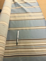 Sky Blue/Coffee Stripe With herringbone Weave, Soft Handle. 280g/m2. Roll Size - 7.5m