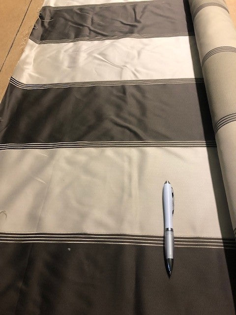 Chocolate and Cream Stripe With Matt Satin Finish. 340g/m2. Roll Size - 5.8m