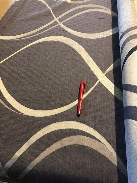 Pale Gold Large Swirl on Dark Mink. 220 g/m2. Roll Size - 7.2m