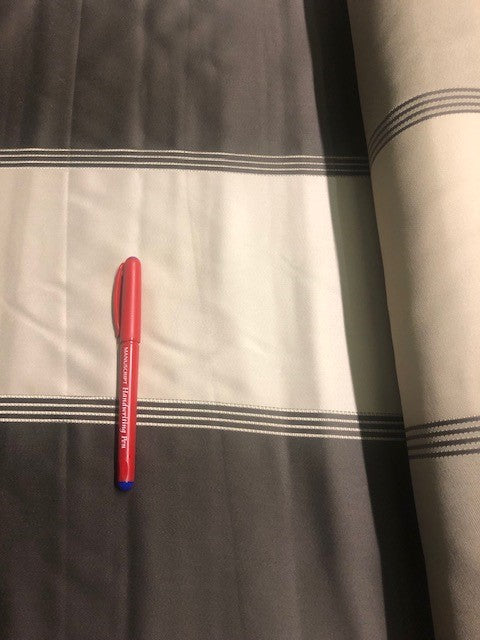 Beige and Cream Stripe. Furnishing Weight. Roll size - 4.9m.