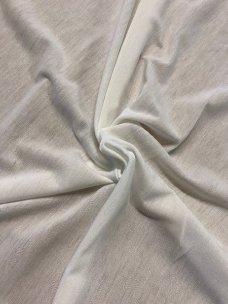 White Jersey. 100% Polyester. 155cm.  Roll Size 3.6m.