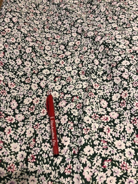 Green Allover With Pink Highlight Cotton Lawn Print. 100g/m2, 100% Cotton. Roll Size - 4.4m