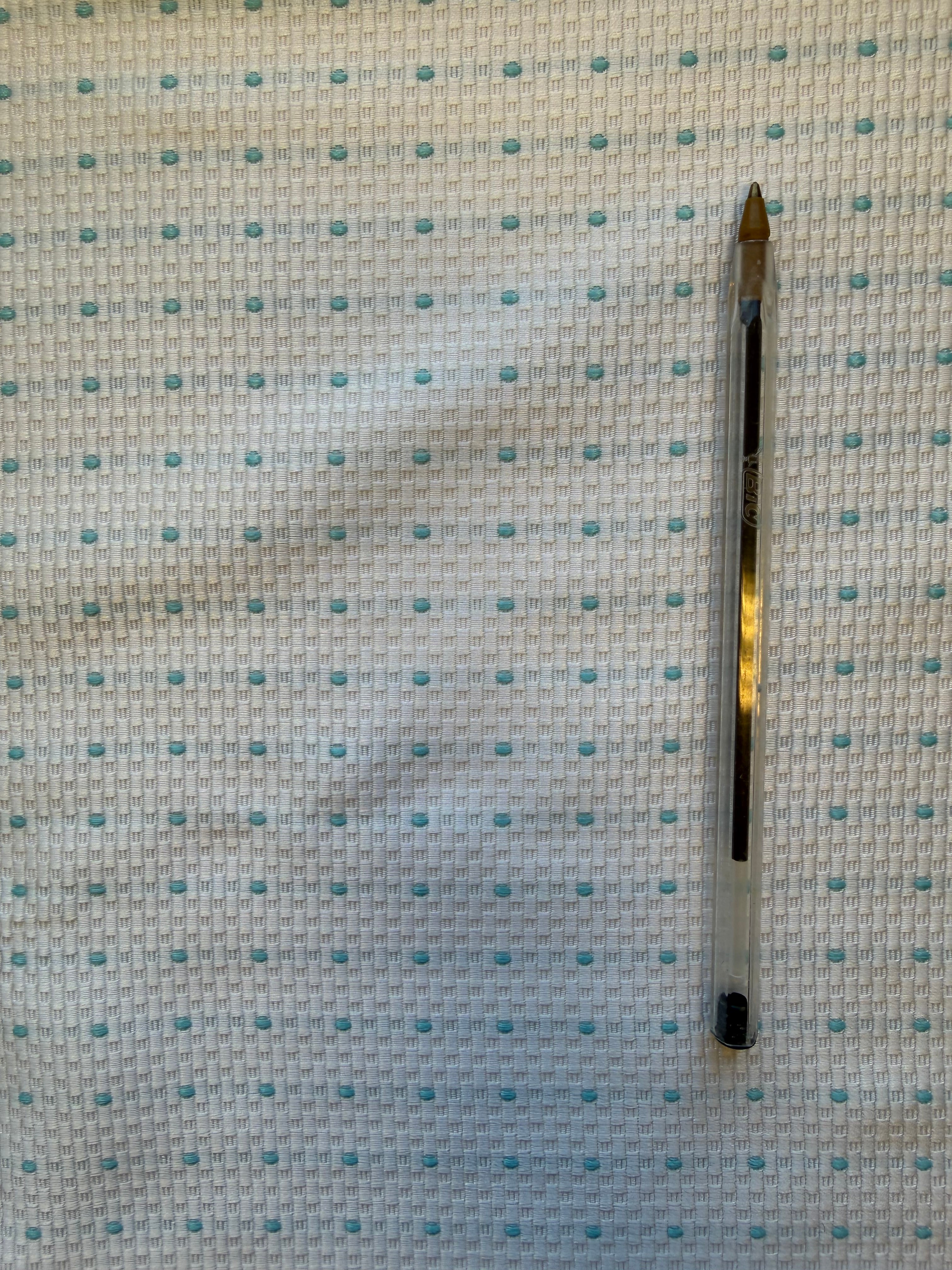 White Textured Woven Fabric with Aqua Spots – 130 cm Wide