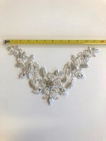 Crystal V Shape Applique with Sequins & Beads