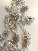 Crystal V Shape Applique with Sequins & Beads