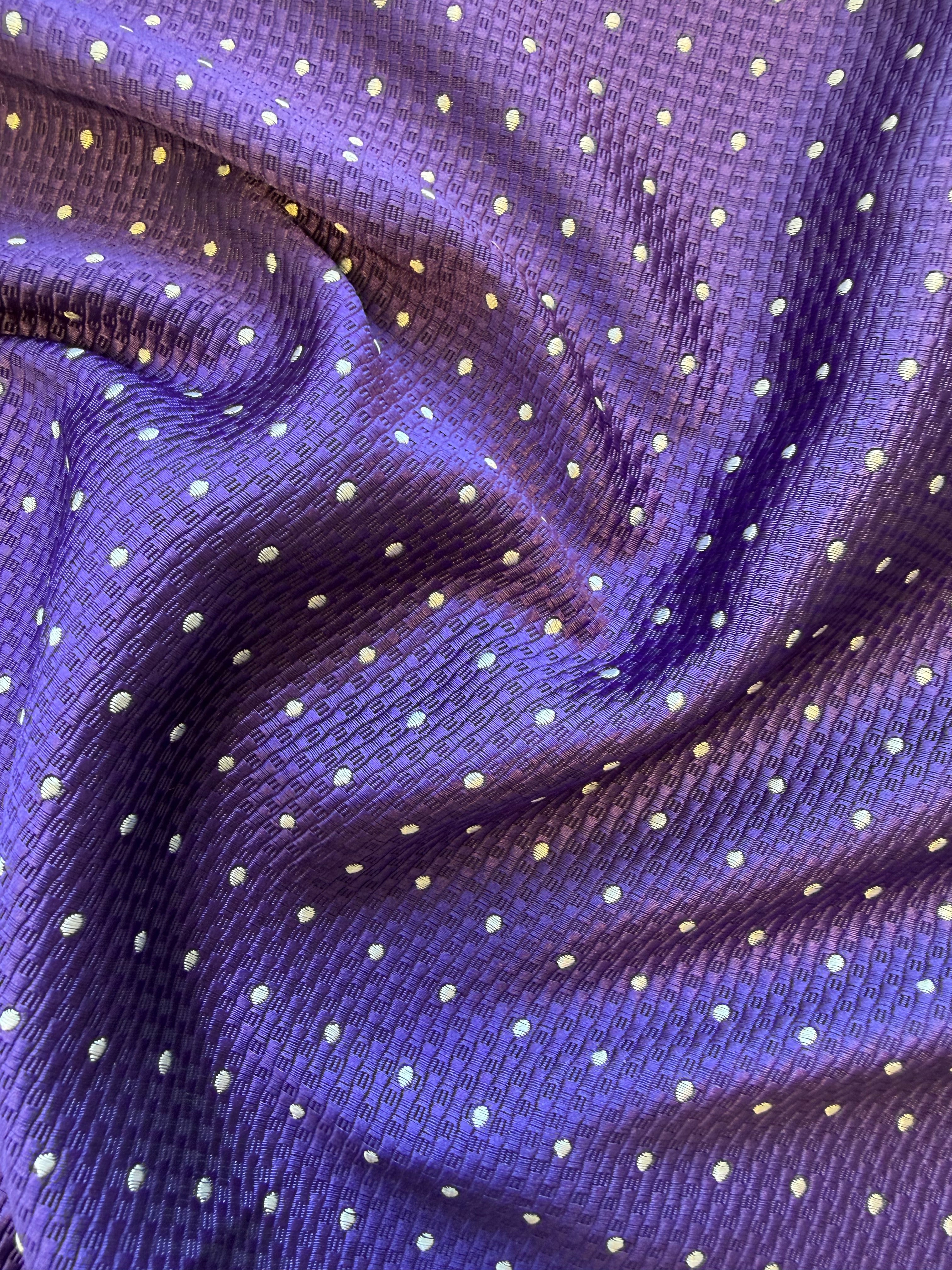 Purple Textured Woven Fabric with White Spot – 130 cm Wide