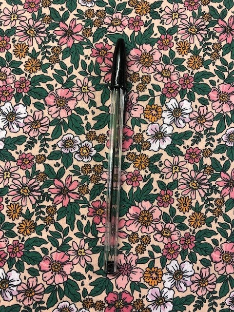 Green and Pink Floral Cotton Lawn – Lightweight 100% Cotton Fabric