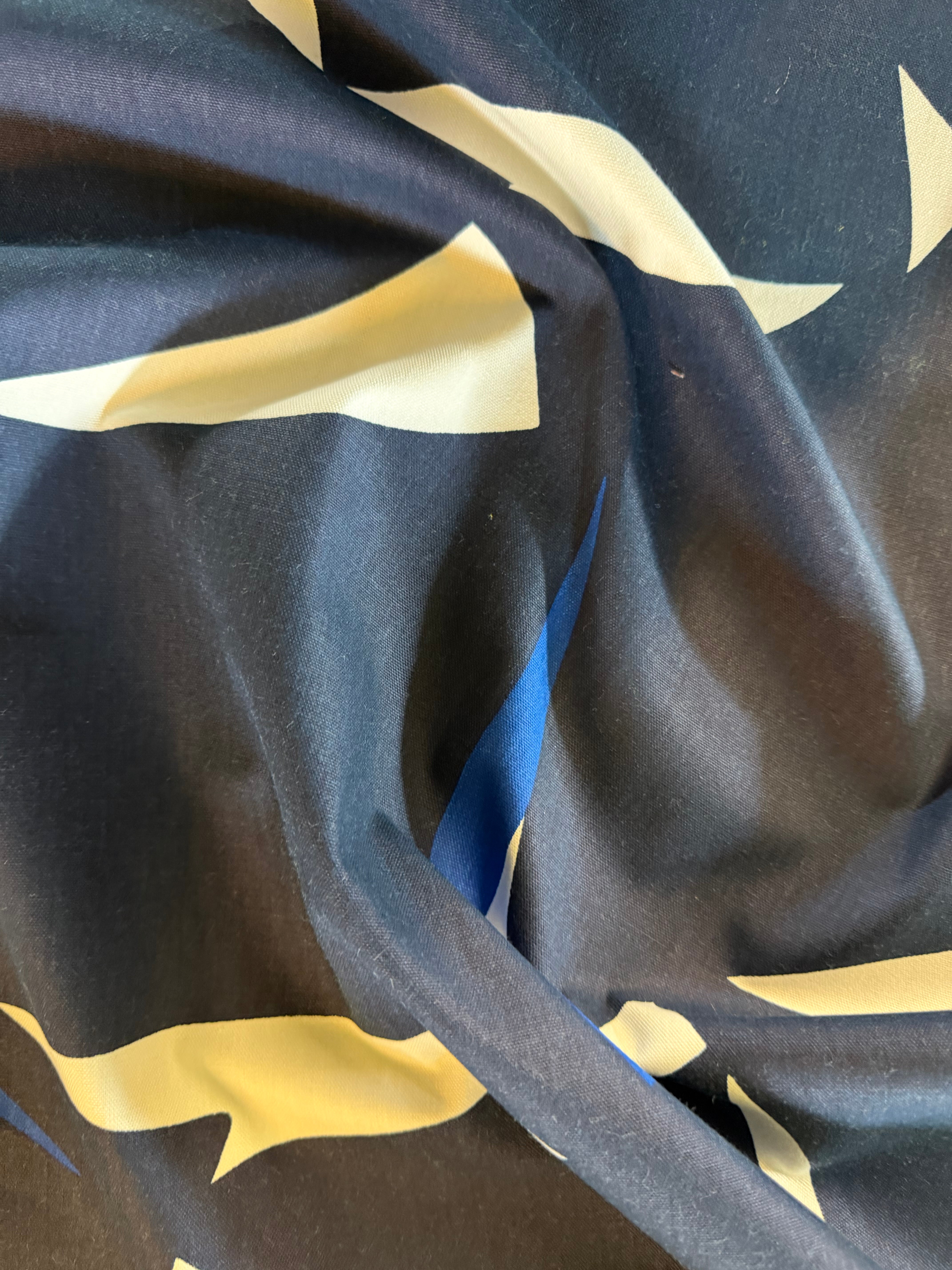 Ralph Lauren Navy & Cream Curtain Fabric – 140 cm Wide | Bold & Dramatic Design