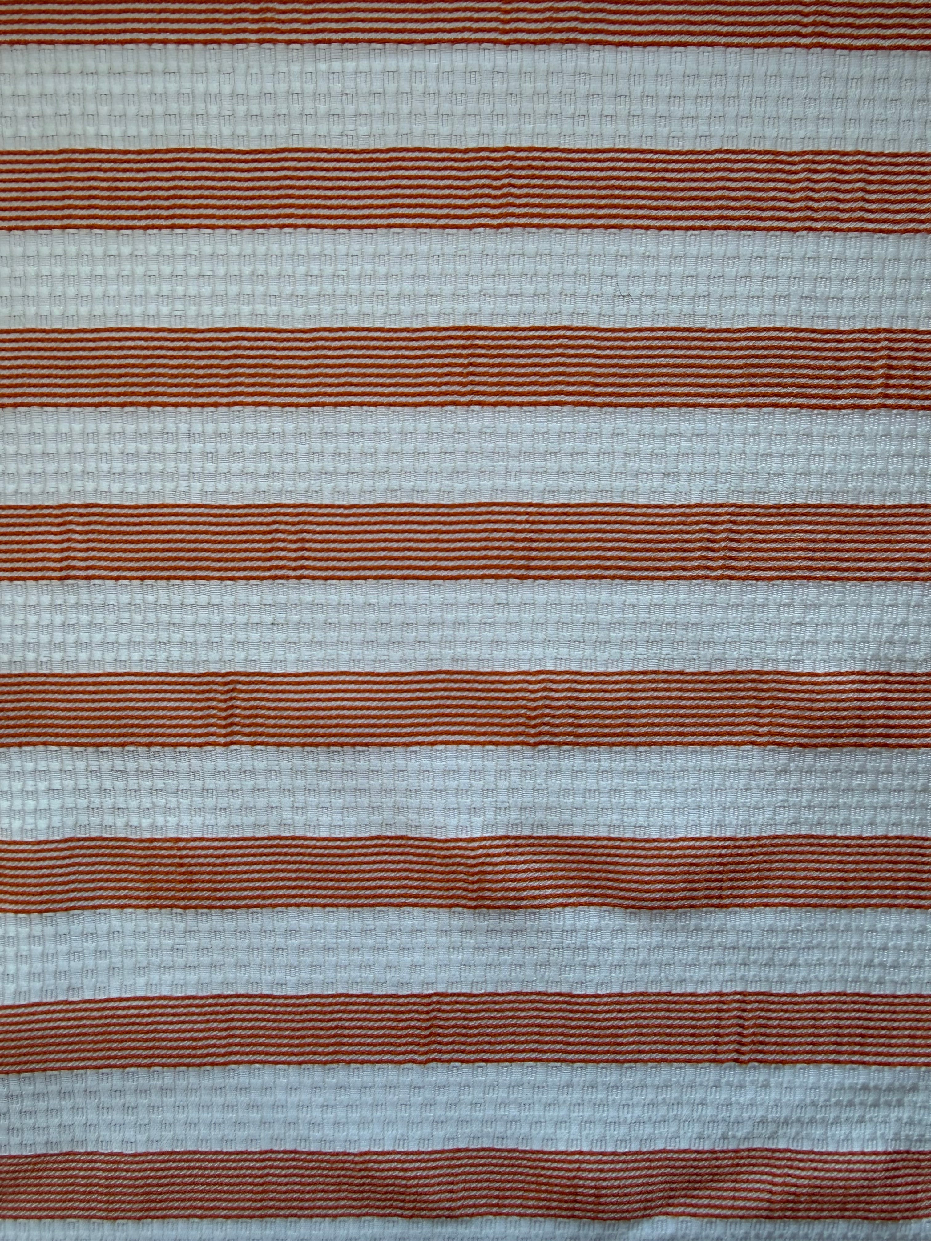 White Textured Fabric with Orange Stripes – 130 cm Wide, German Woven