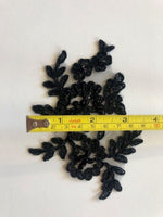 Black Corded Applique, Beaded & Sequined. Sold as Pairs