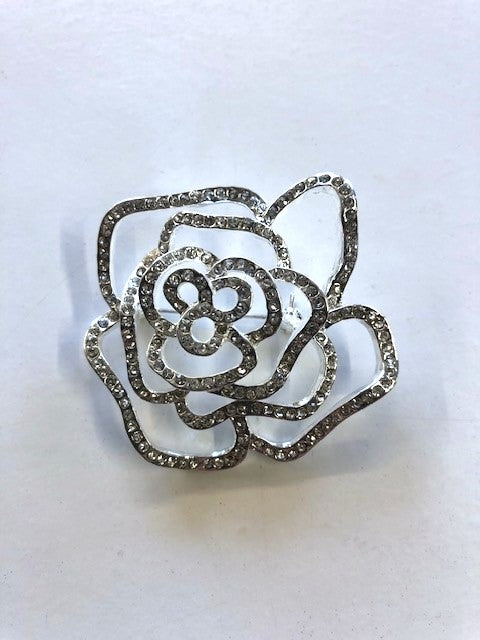 Rose Crystal brooch - 5cm wide - Deadstock fabric on AmoThreads