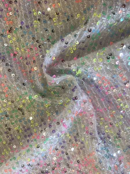 Multi Coloured Sequin on Tulle