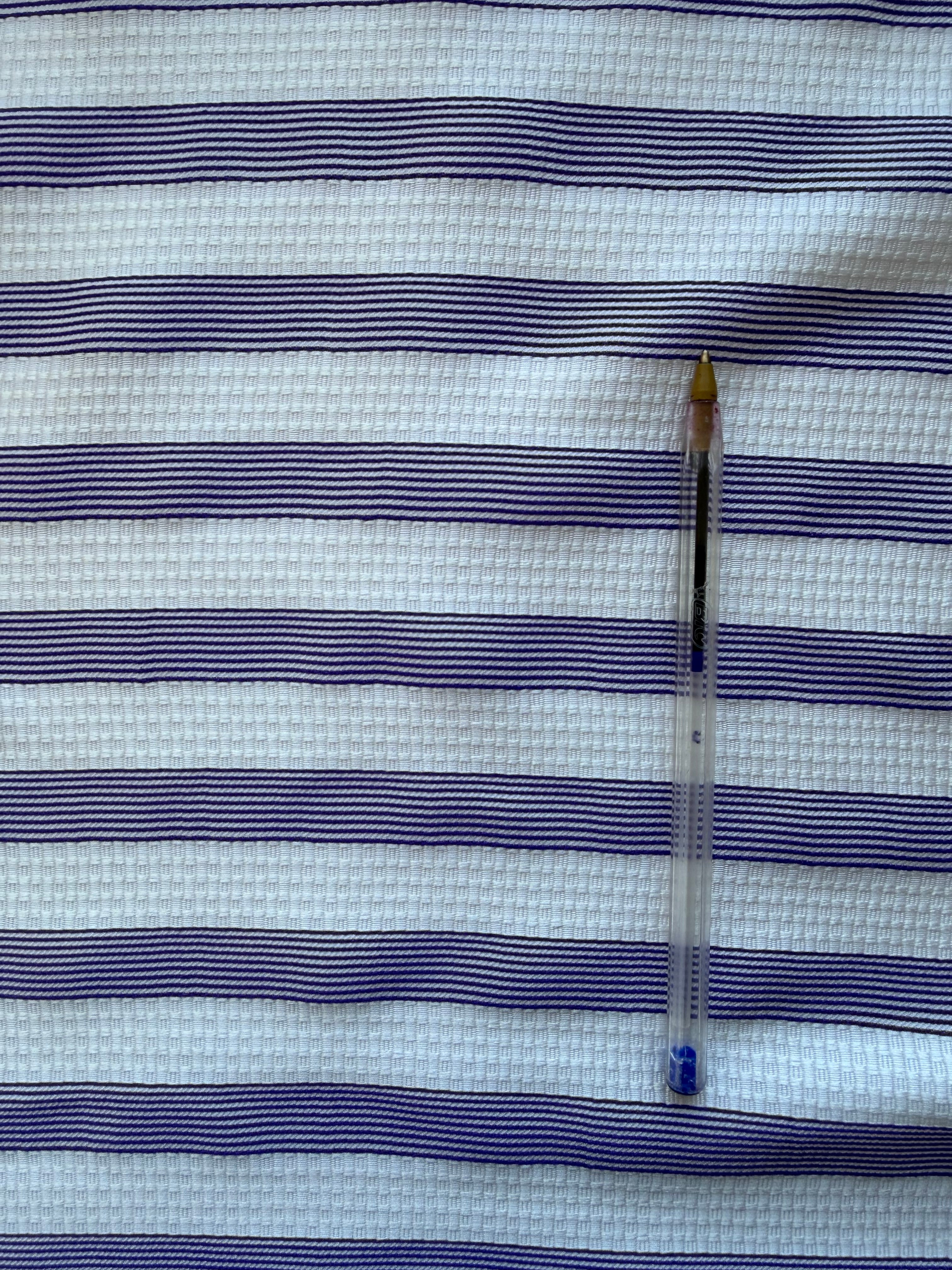 White Textured Fabric with Purple Stripes – 130 cm Wide, German Woven