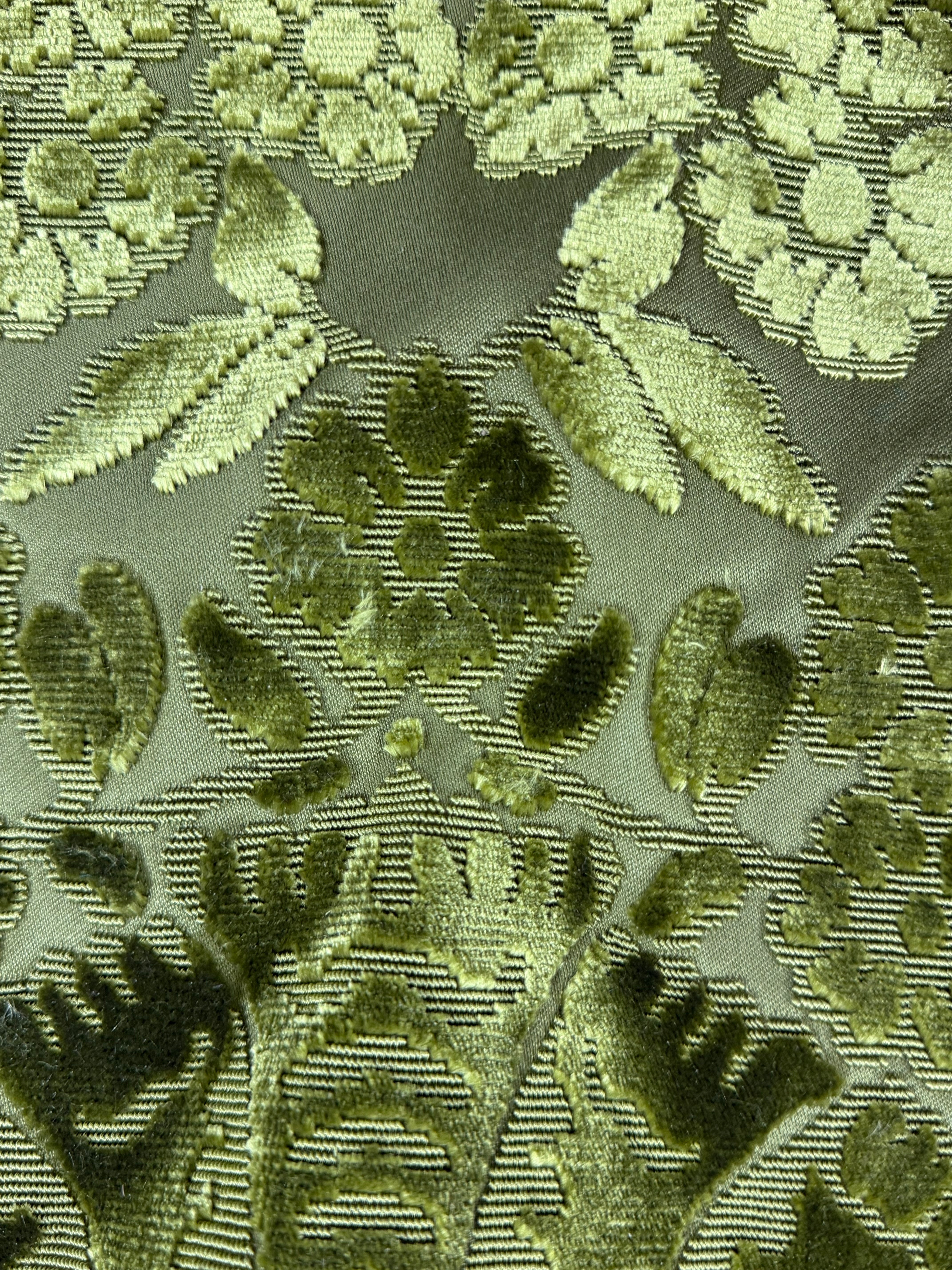 Green Chenille Floral Woven Fabric – Silk Blend – 140cm Wide