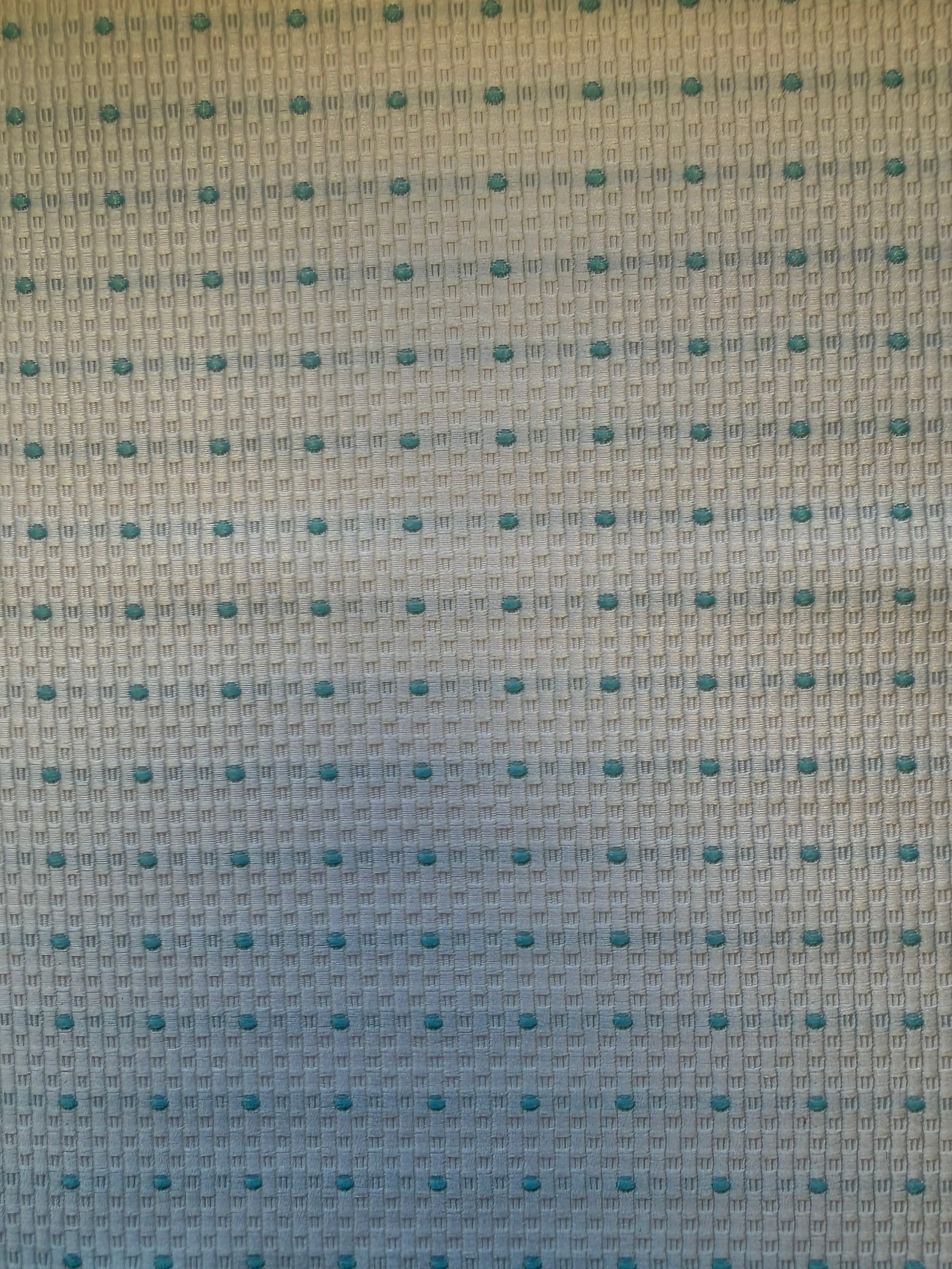 White Textured Woven Fabric with Aqua Spots – 130 cm Wide