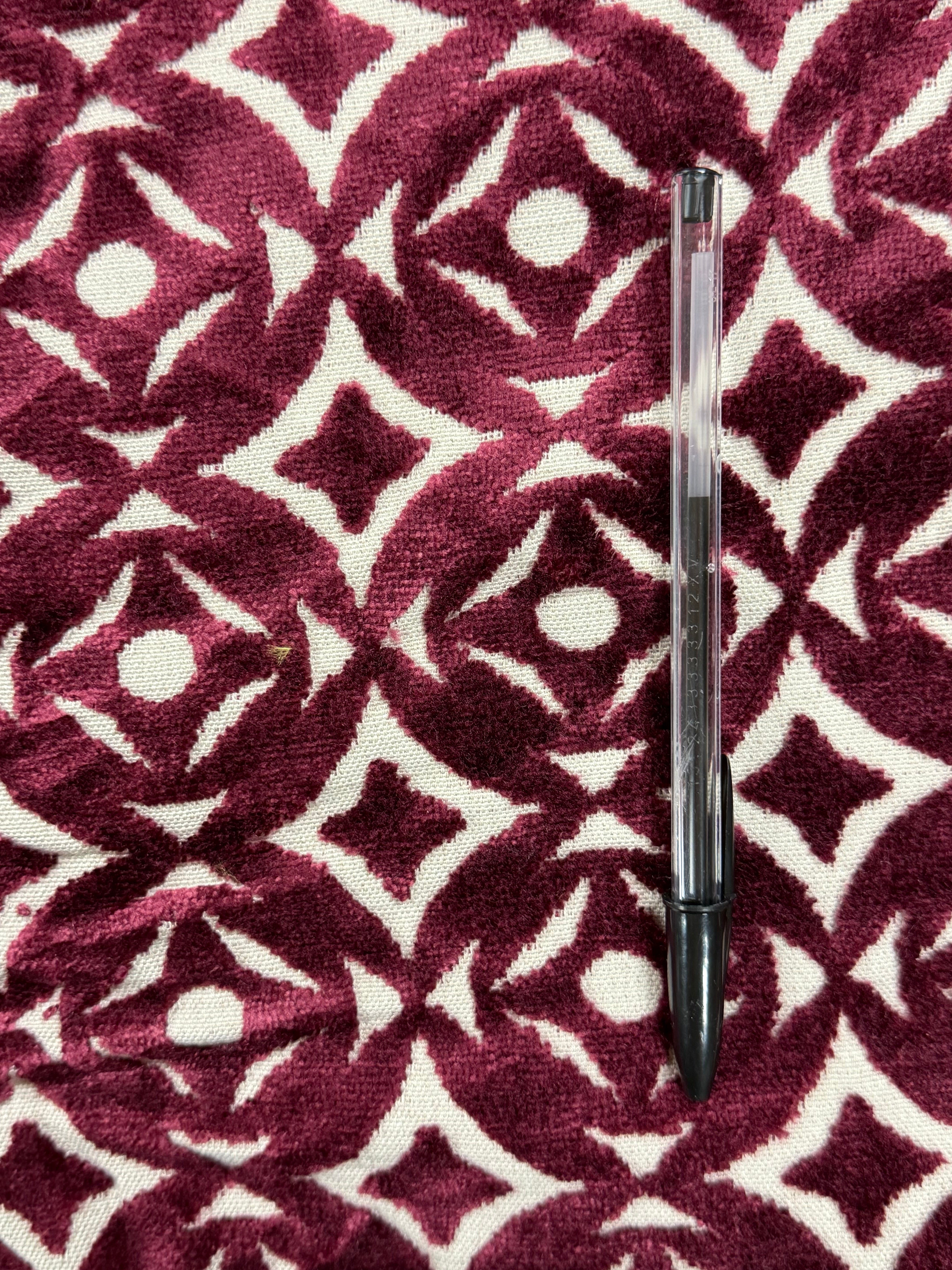 Designers Guild Geometric Cut Velvet Fabric – Luxury Curtains & Upholstery – 140cm Wide