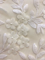 White Laser Cut Trailing Flower with White Sequin