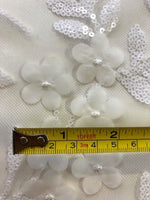 White Laser Cut Trailing Flower with White Sequin