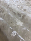 White Laser Cut Trailing Flower with White Sequin