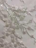 Ivory Trailing With Lime Irridescent Sparkling Sequin