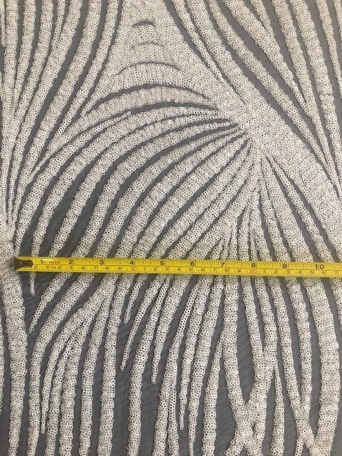 Ivory Wave Effect Sequin On Mesh