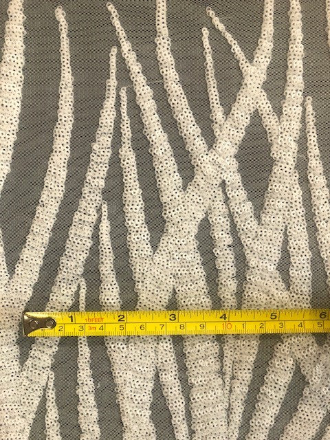 Ivory Wave Effect Sequin On Mesh