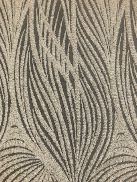 Ivory Wave Effect Sequin On Mesh